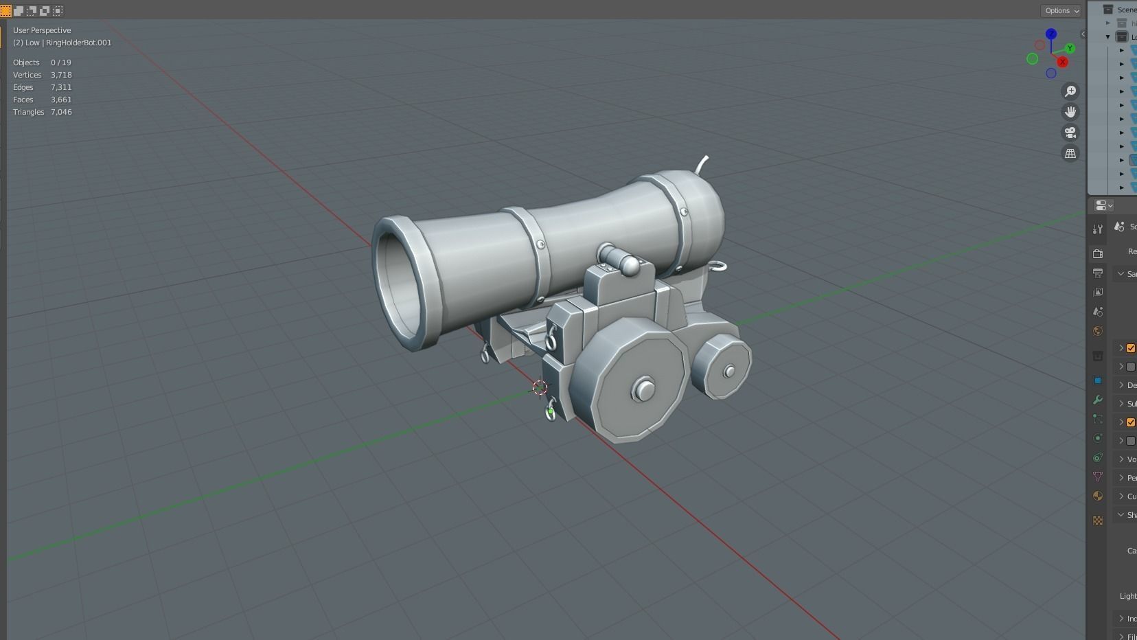 Medieval Cannon  Low-poly 3D model_4