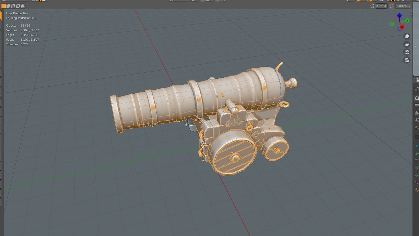 Medieval Cannon  Low-poly 3D model_7