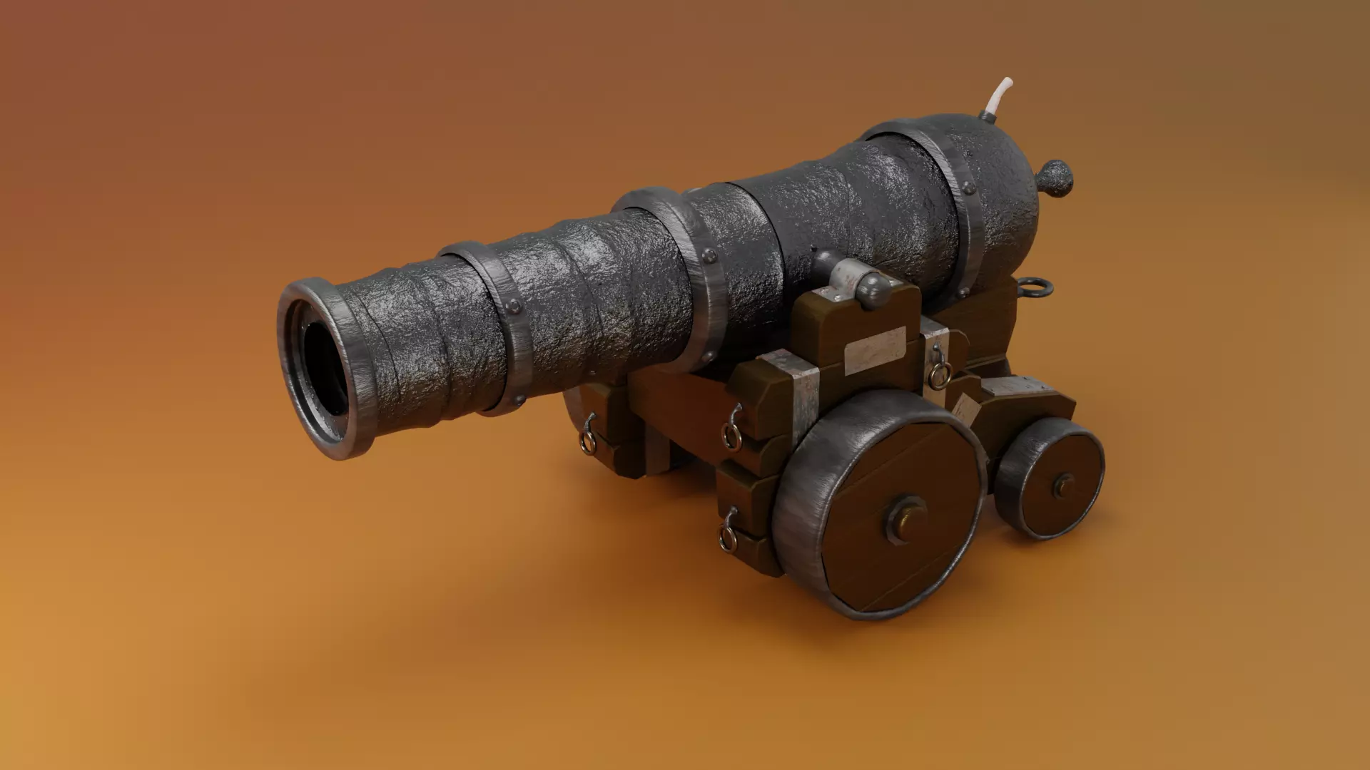 Medieval Cannon  Low-poly 3D model_0