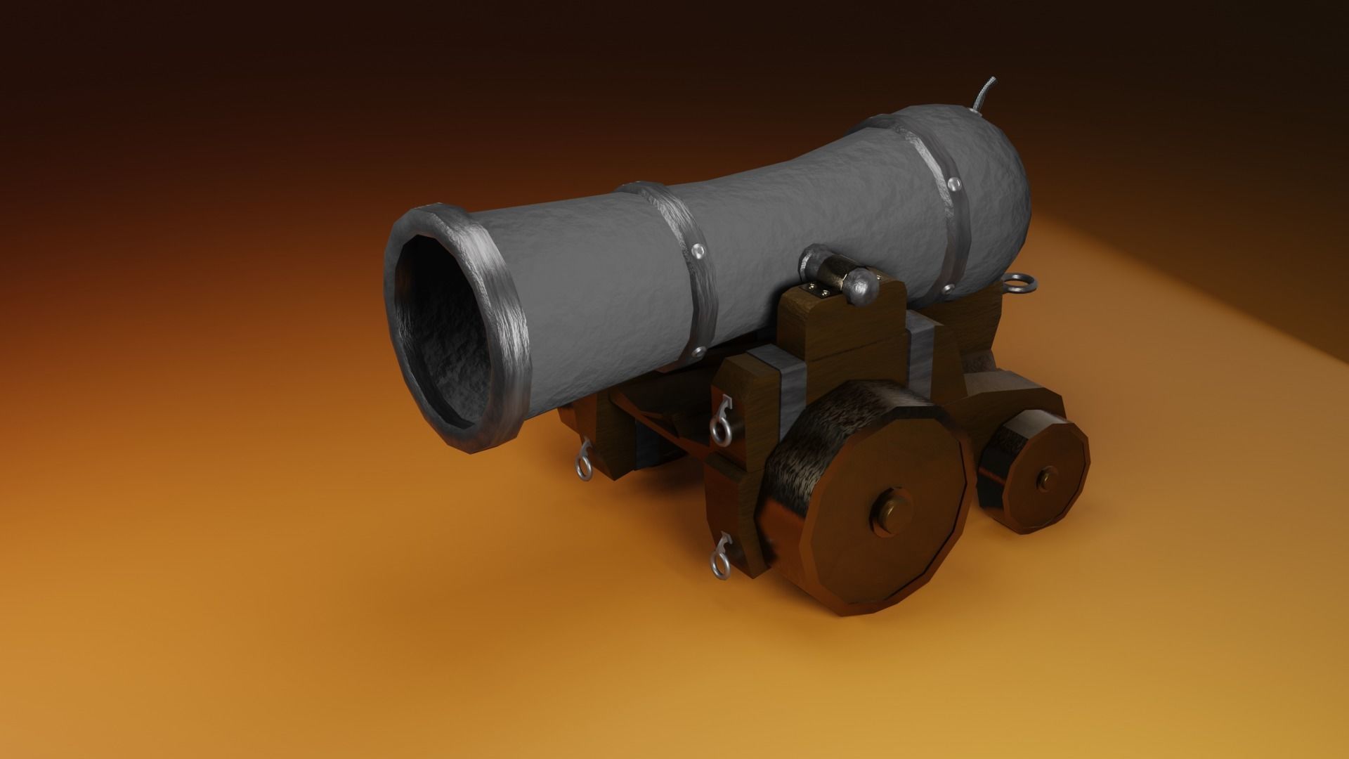 Medieval Cannon  Low-poly 3D model_1