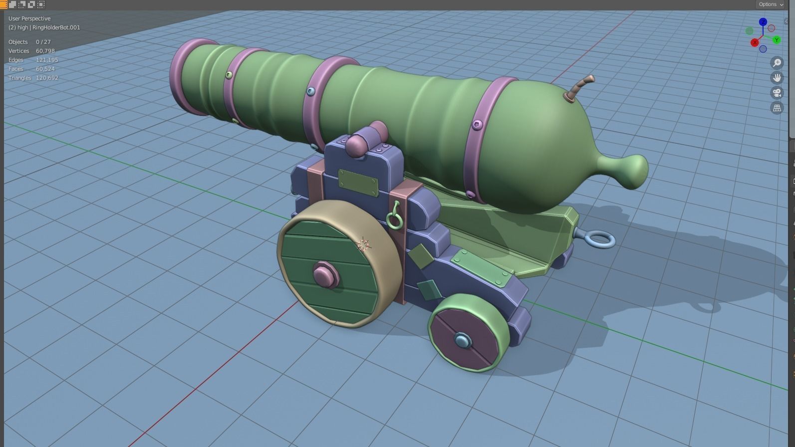 Medieval Cannon  Low-poly 3D model_6
