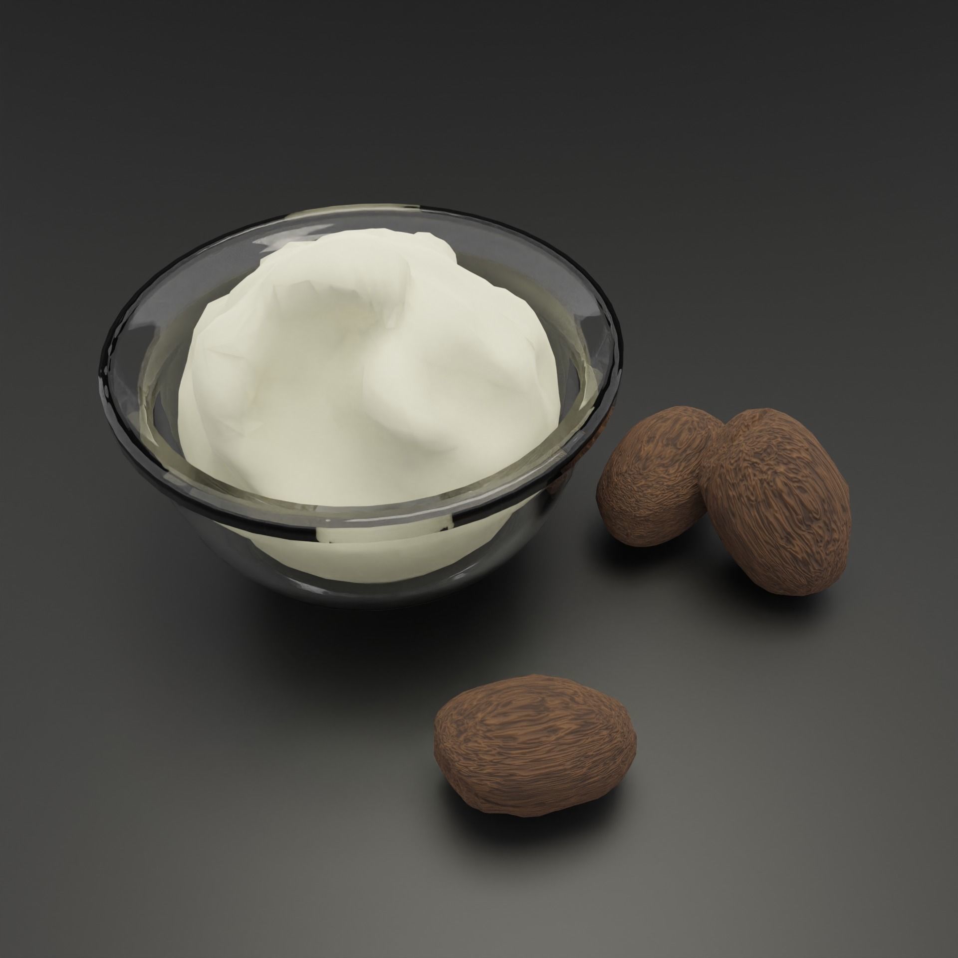 Shea Butter - Glass Bowl Version Low-poly 3D model_7