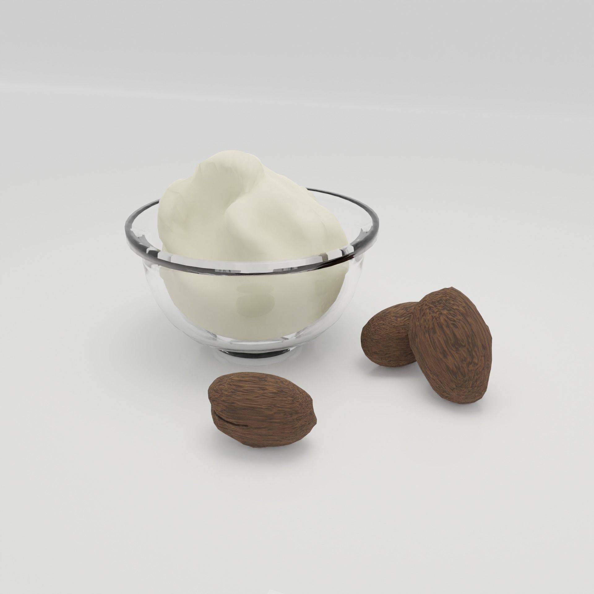 Shea Butter - Glass Bowl Version Low-poly 3D model_2