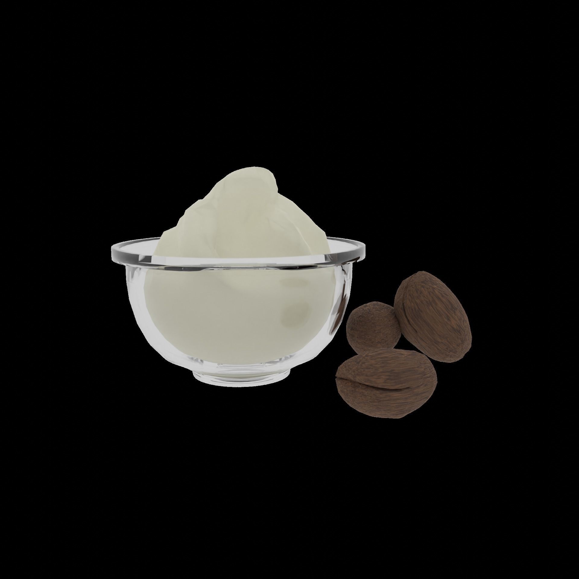 Shea Butter - Glass Bowl Version Low-poly 3D model_4