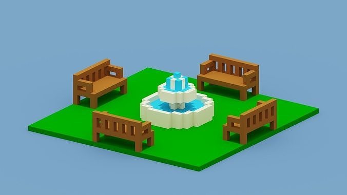 Voxel Park Low-poly 3D model