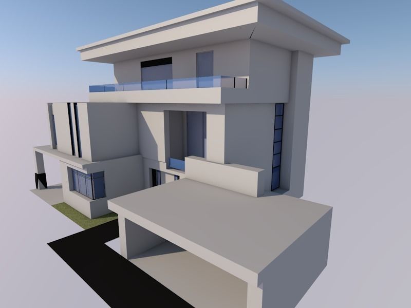 Modern family house Low-poly 3D model_2