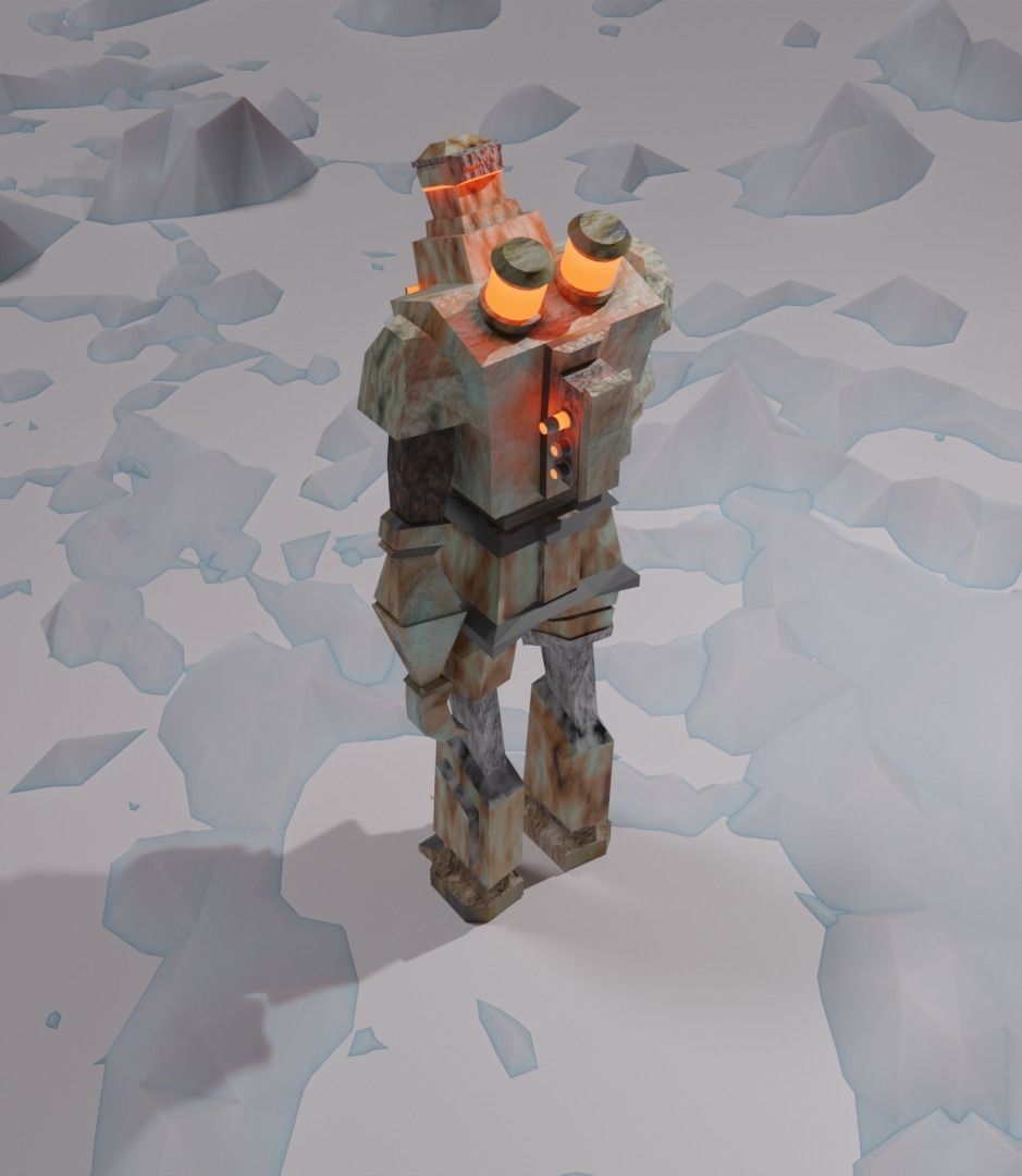 Rusty robot Low-poly 3D model_5