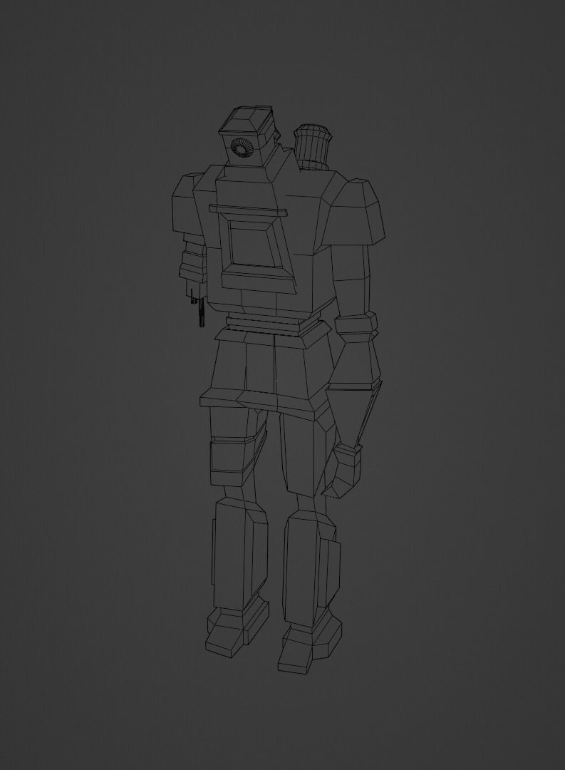 Rusty robot Low-poly 3D model_12