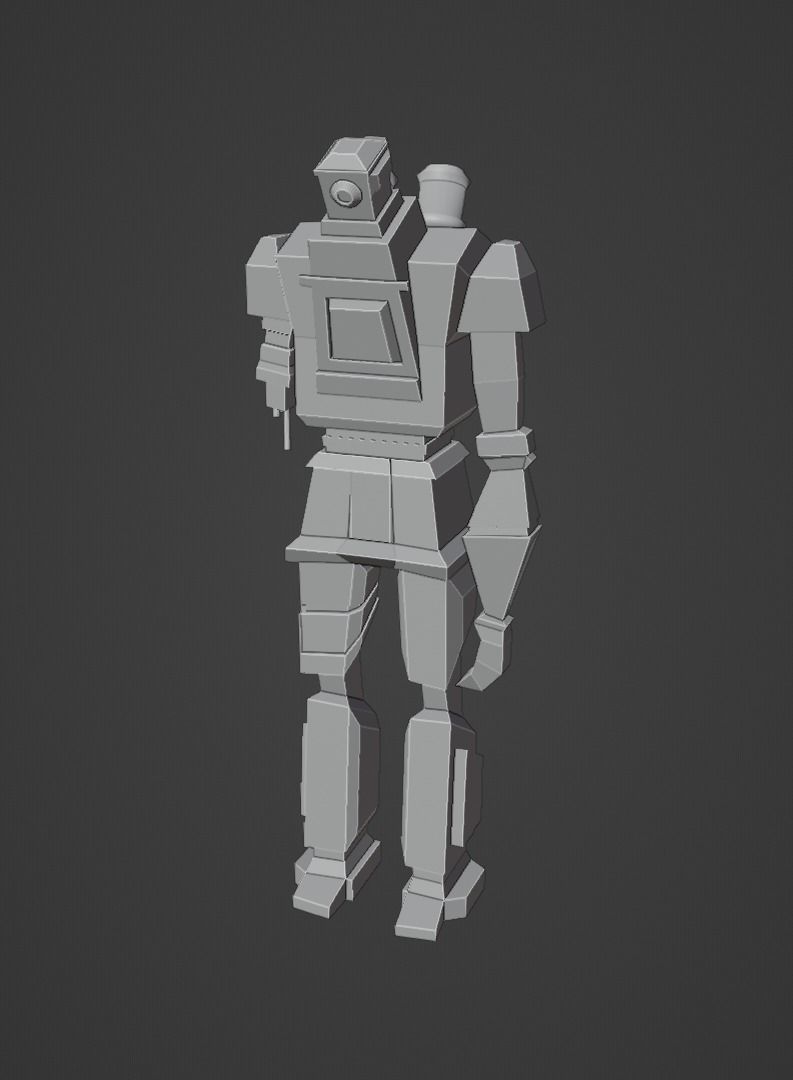 Rusty robot Low-poly 3D model_14