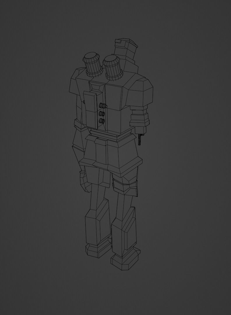 Rusty robot Low-poly 3D model_11
