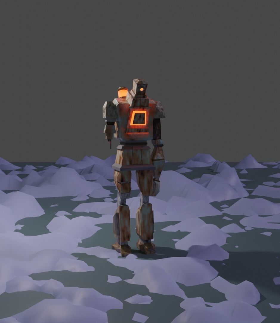 Rusty robot Low-poly 3D model_4