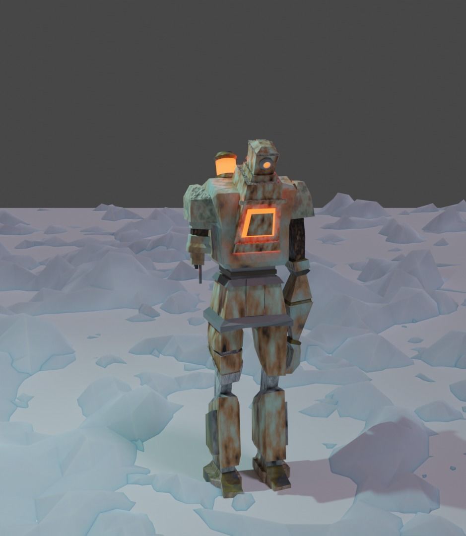 Rusty robot Low-poly 3D model_1