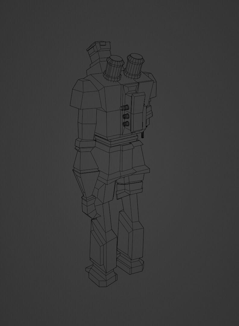 Rusty robot Low-poly 3D model_13