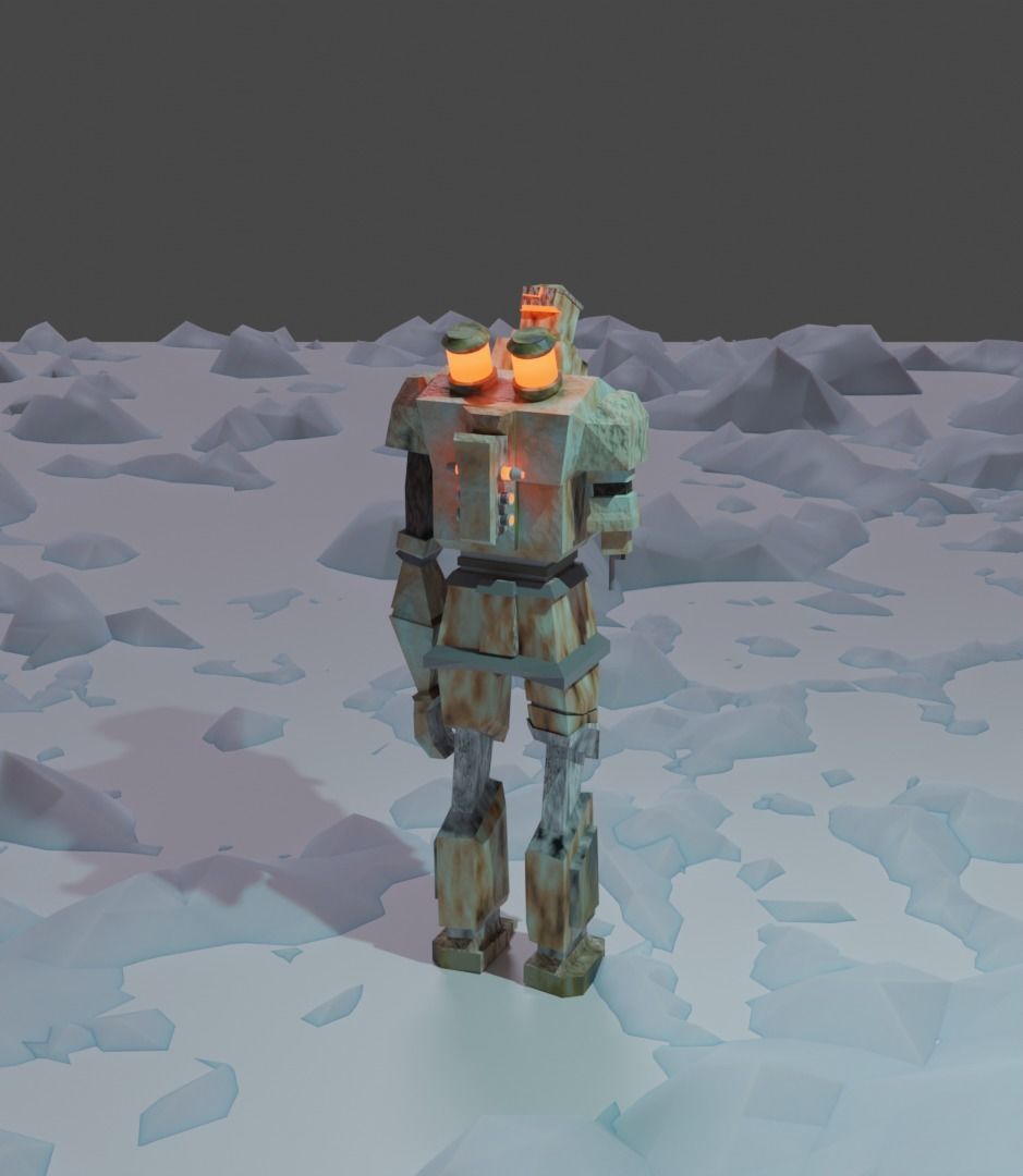 Rusty robot Low-poly 3D model_9