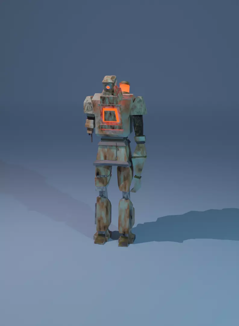Rusty robot Low-poly 3D model_0
