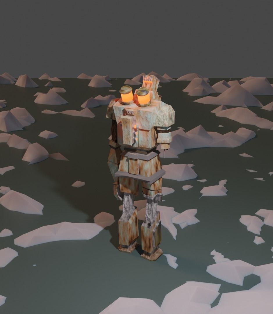 Rusty robot Low-poly 3D model_10