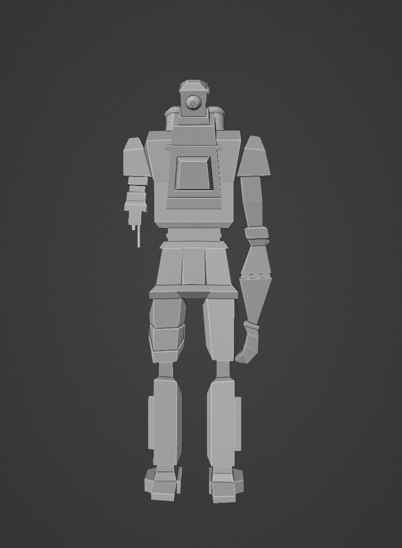 Rusty robot Low-poly 3D model_16