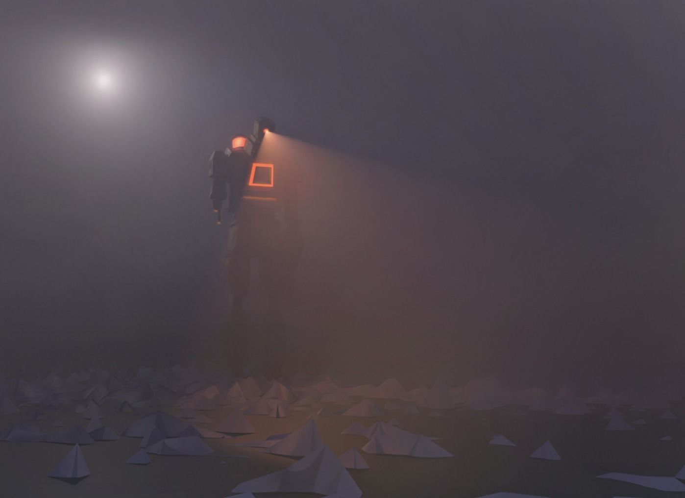 Rusty robot Low-poly 3D model_3