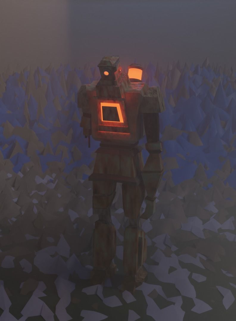 Rusty robot Low-poly 3D model_6