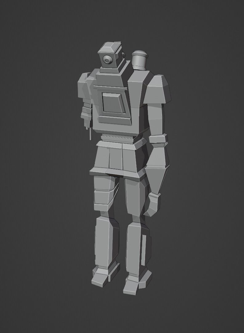 Rusty robot Low-poly 3D model_15