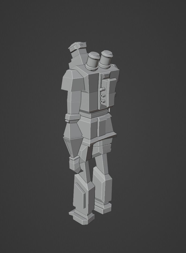 Rusty robot Low-poly 3D model_17