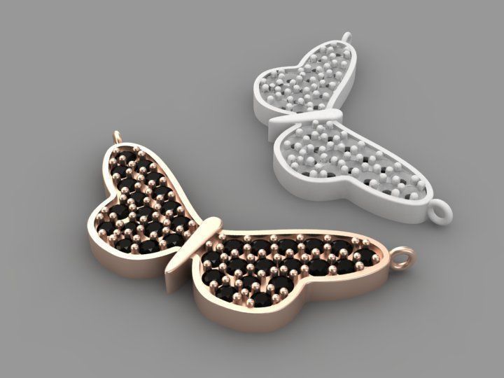 3d print gold butterfly pendant 3D print model_2