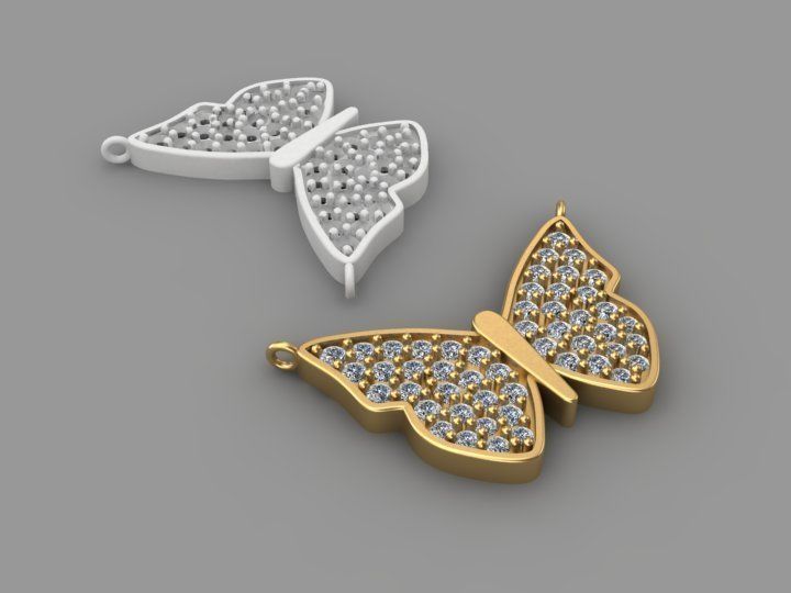 3d print gold butterfly pendant 3D print model_1
