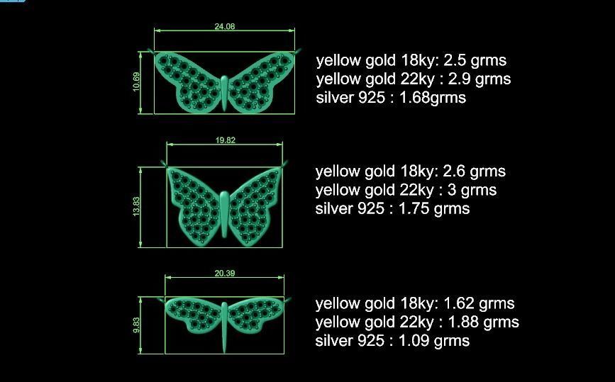 3d print gold butterfly pendant 3D print model_5