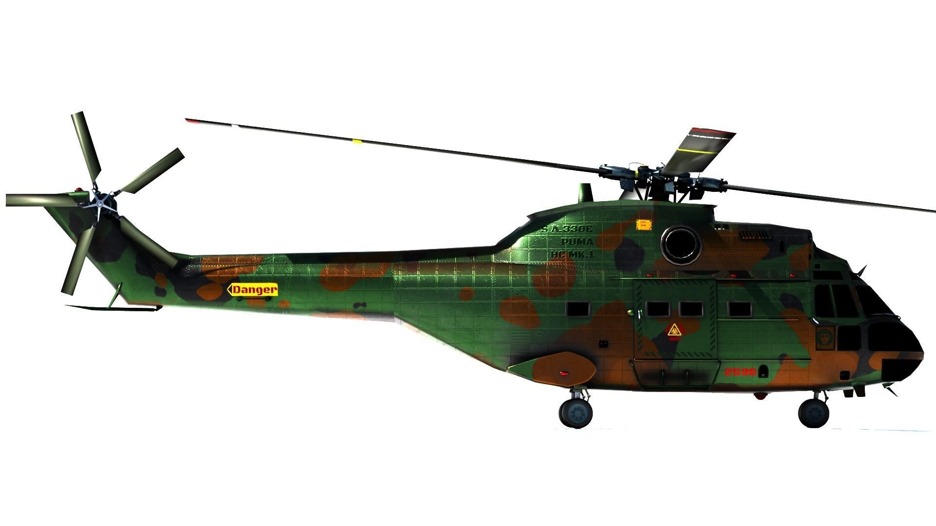 Helicopter puma  9 textures Low-poly 3D model_1