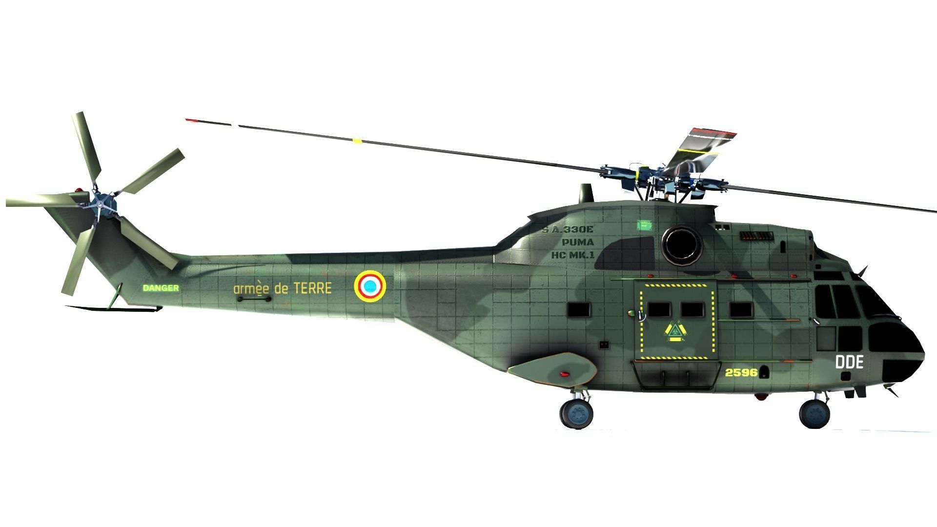 Helicopter puma  9 textures Low-poly 3D model_6