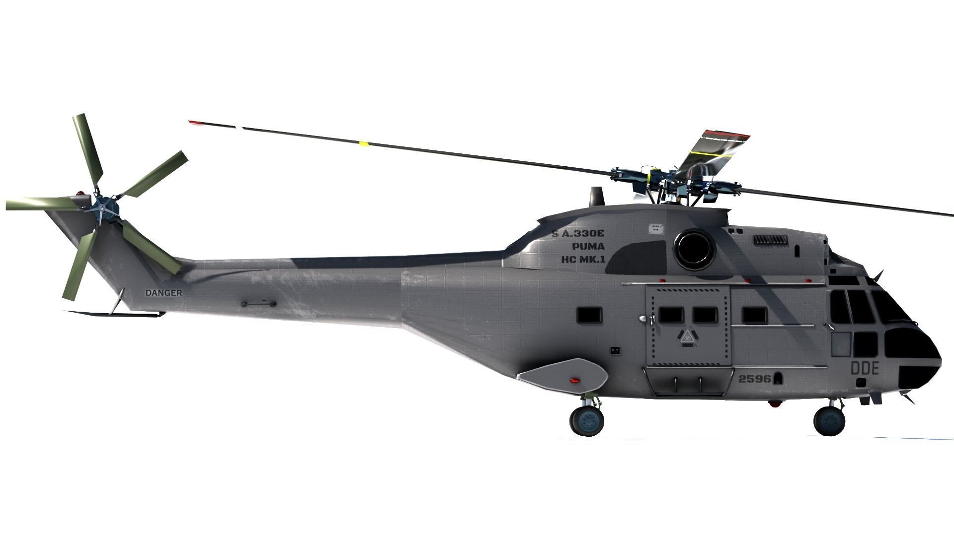 Helicopter puma  9 textures Low-poly 3D model_8