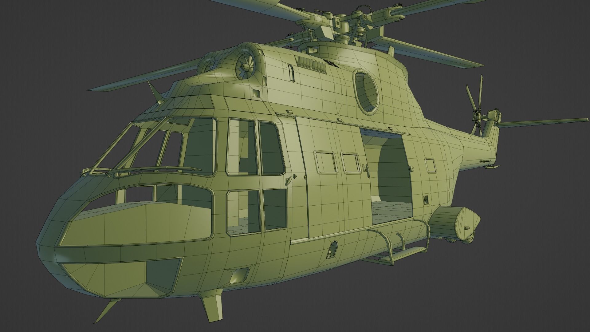 Helicopter puma  9 textures Low-poly 3D model_22
