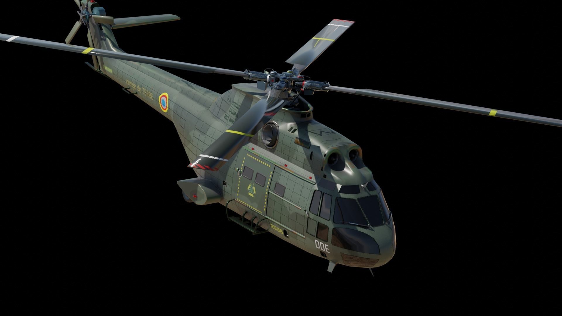 Helicopter puma  9 textures Low-poly 3D model_13