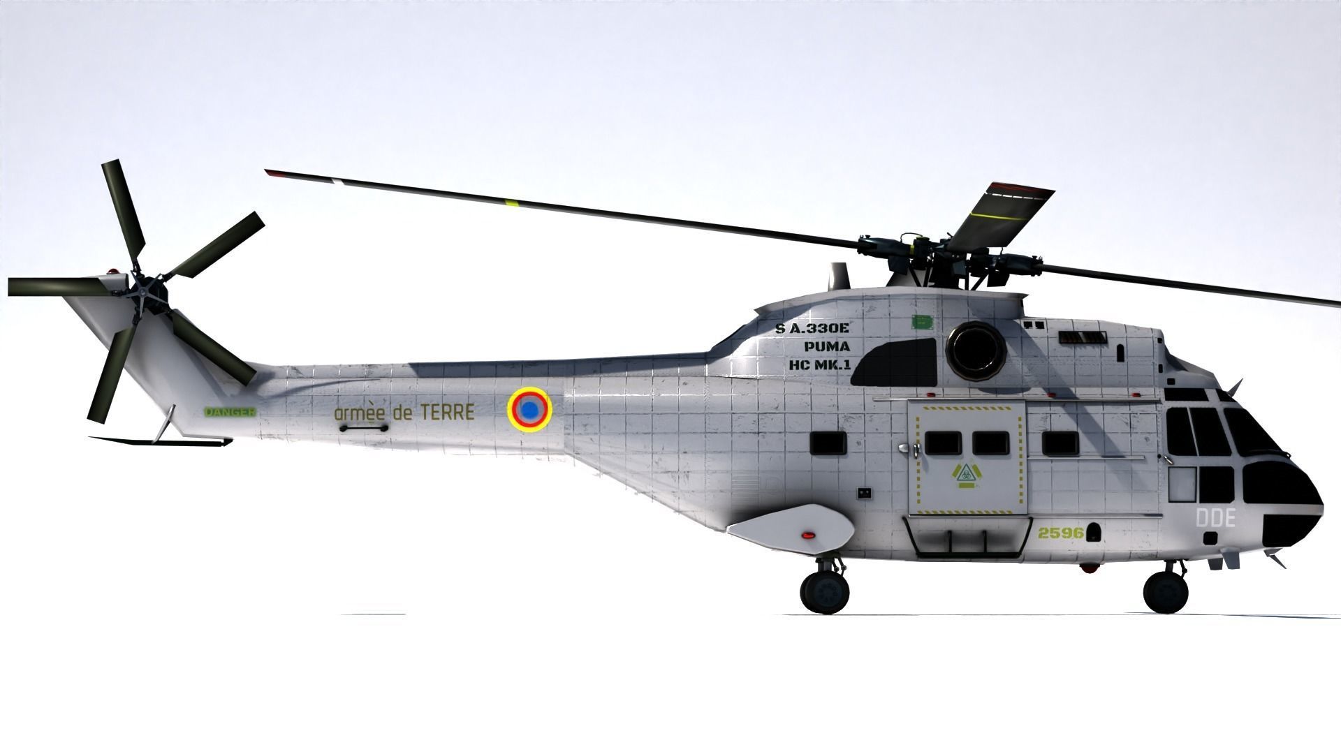 Helicopter puma  9 textures Low-poly 3D model_5