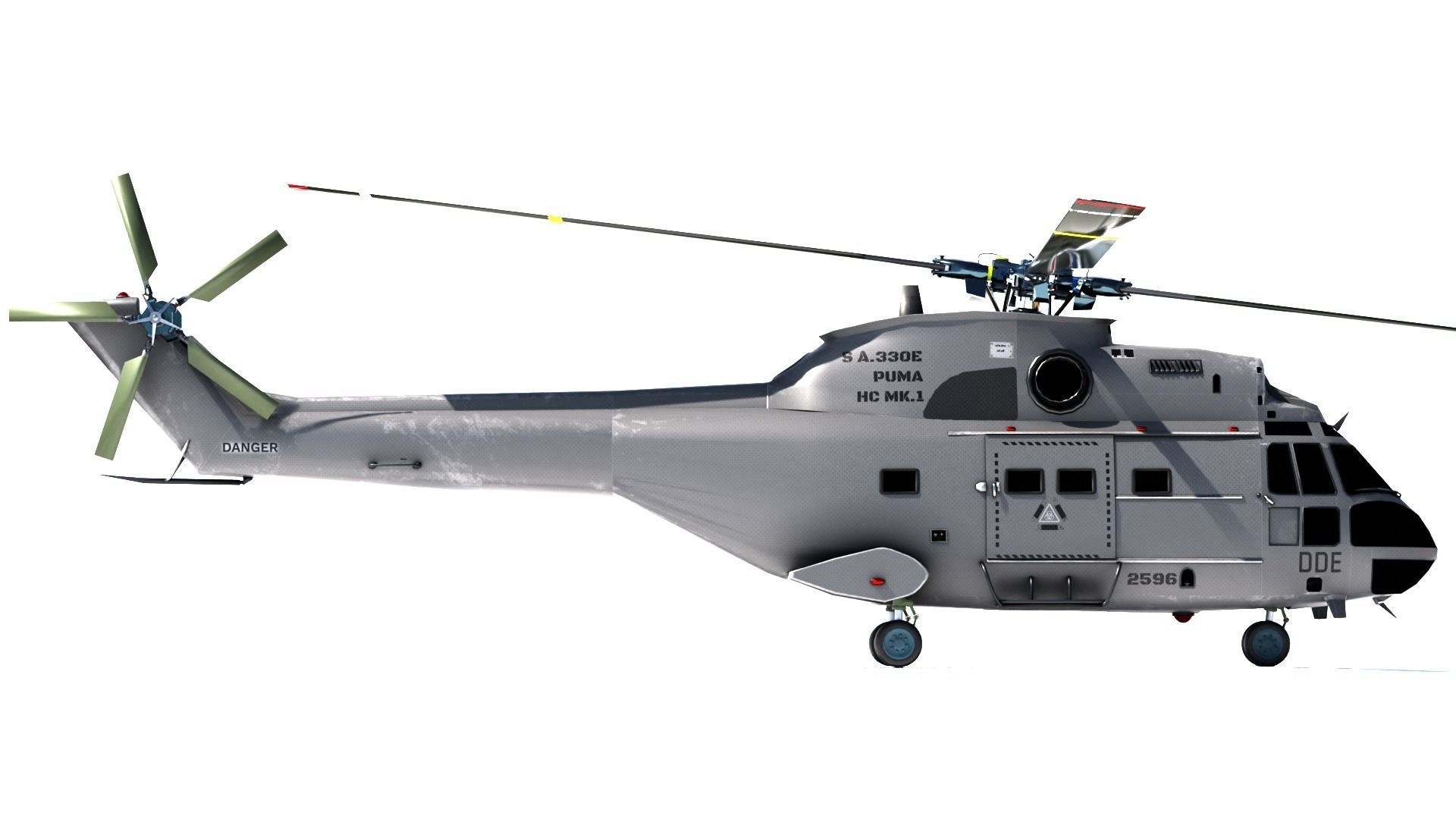 Helicopter puma  9 textures Low-poly 3D model_7