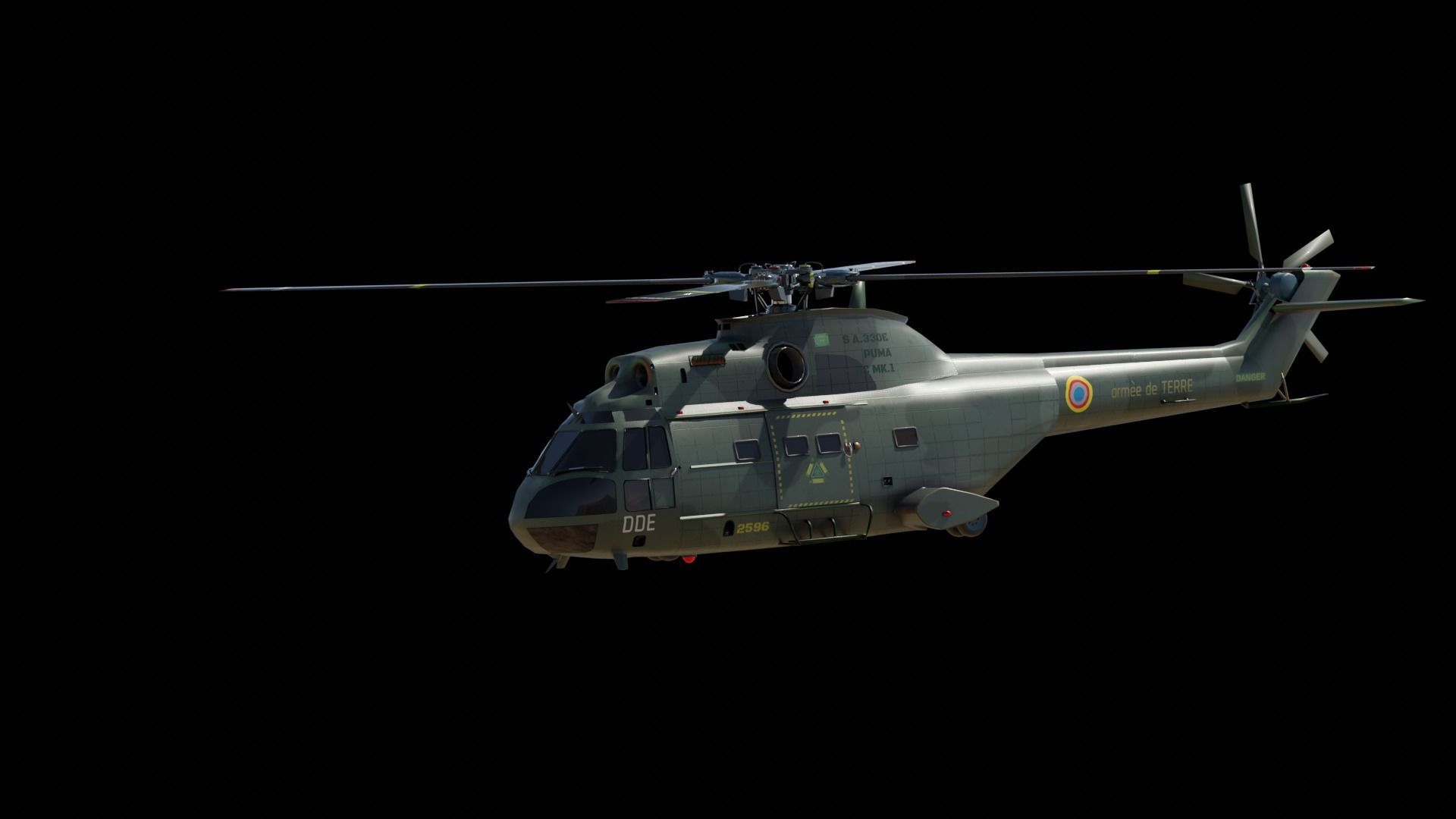 Helicopter puma  9 textures Low-poly 3D model_11