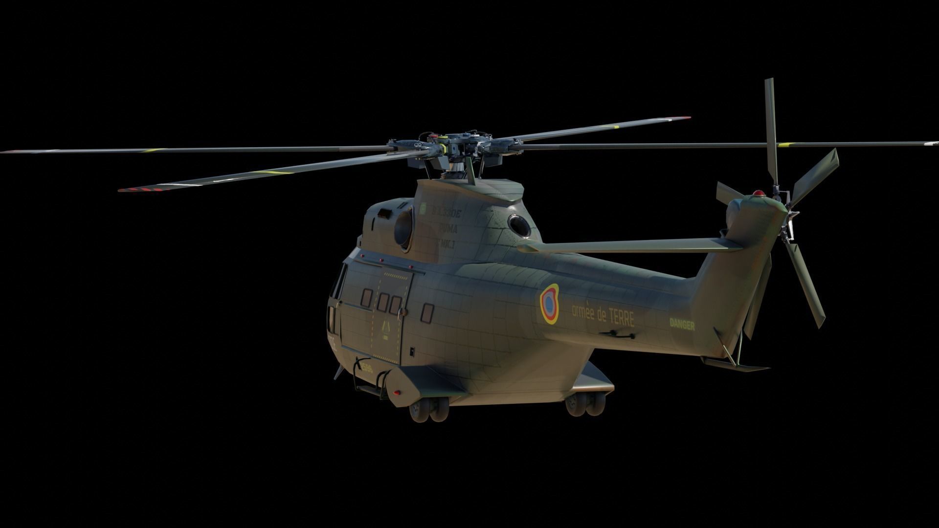 Helicopter puma  9 textures Low-poly 3D model_12