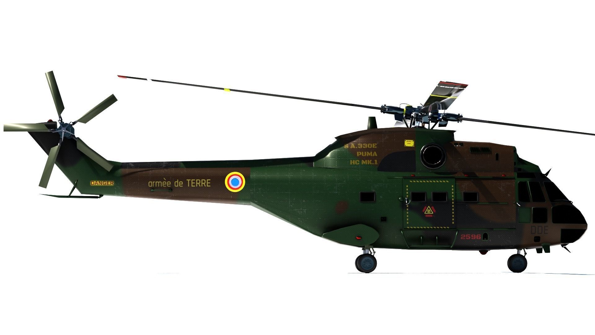 Helicopter puma  9 textures Low-poly 3D model_9