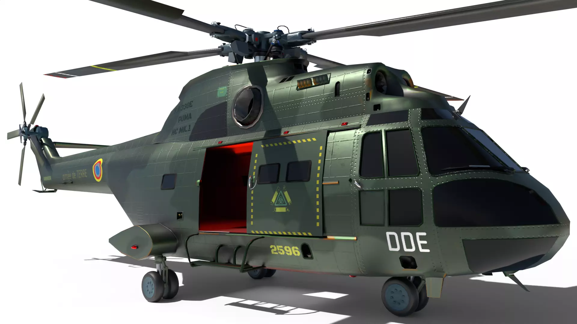 Helicopter puma  9 textures Low-poly 3D model_0