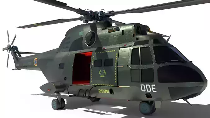 Helicopter puma  9 textures Low-poly 3D model Helicopter puma  9 textures Low-poly 3D model