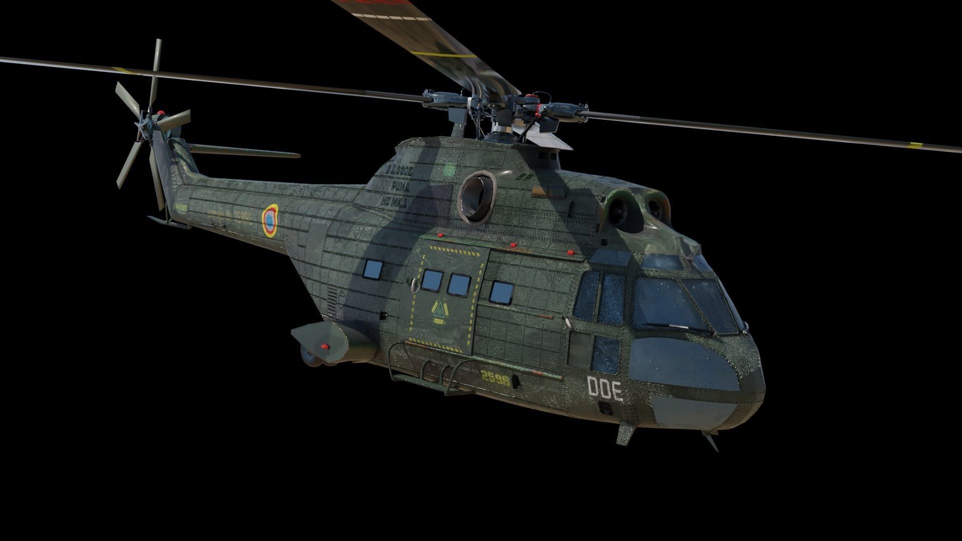 Helicopter puma  9 textures Low-poly 3D model_14