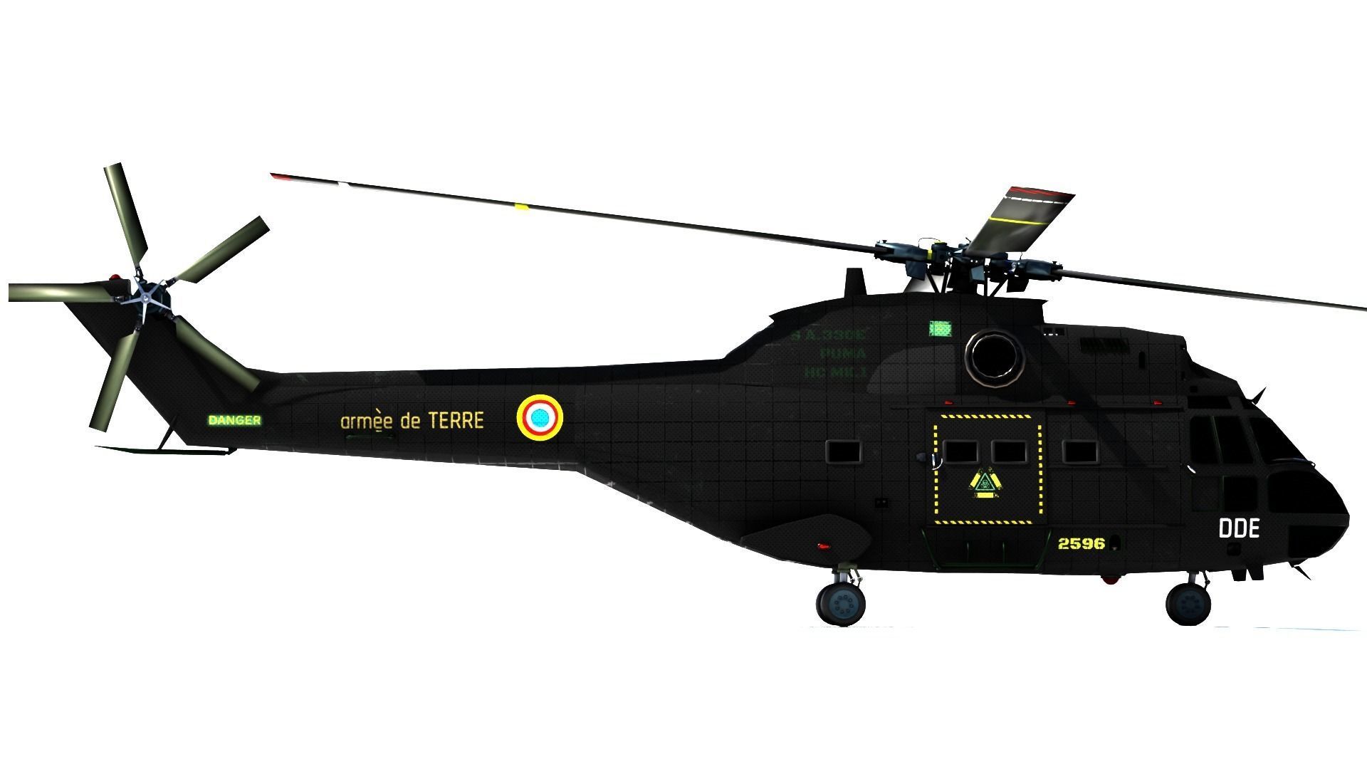 Helicopter puma  9 textures Low-poly 3D model_4