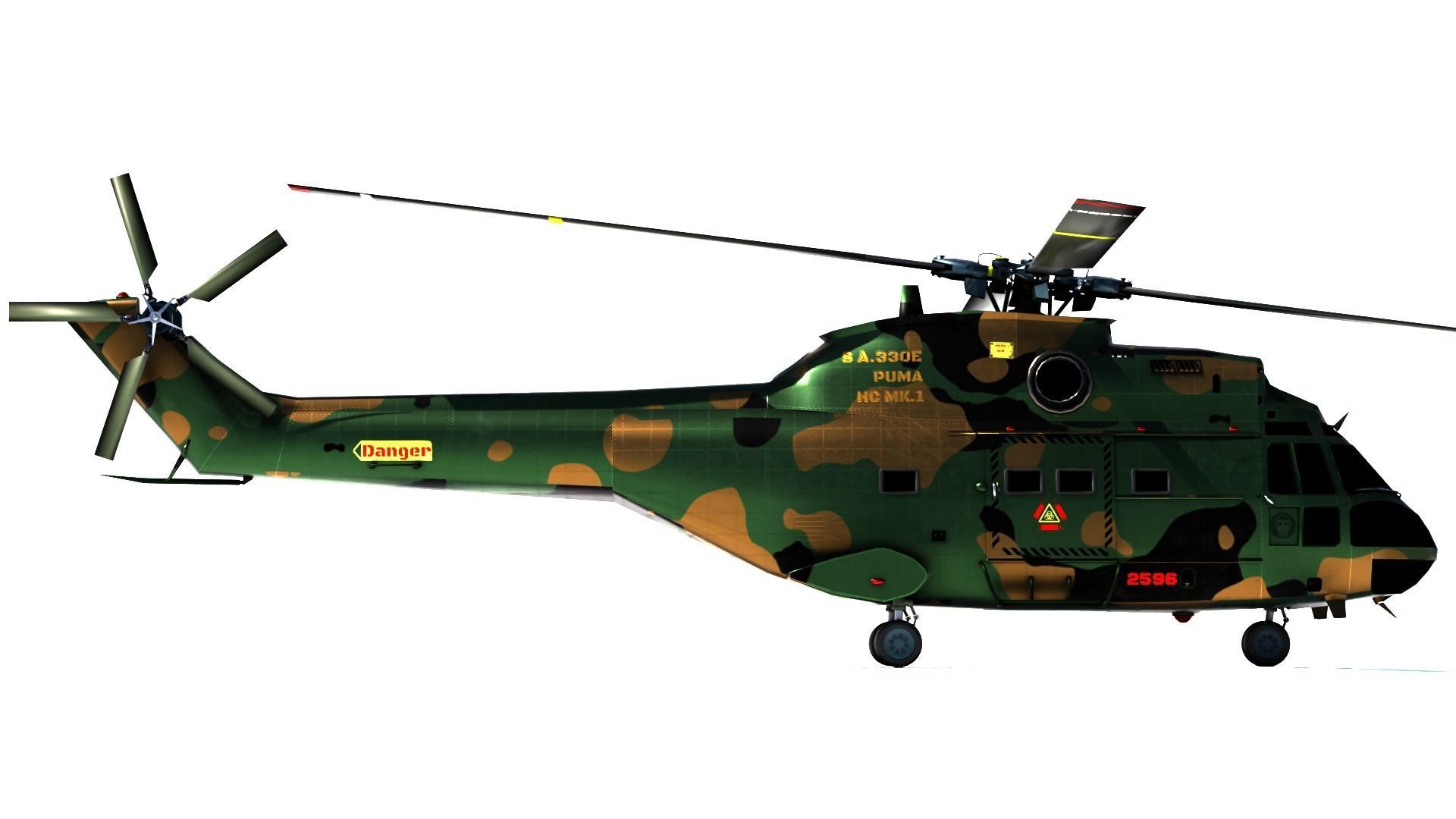 Helicopter puma  9 textures Low-poly 3D model_2