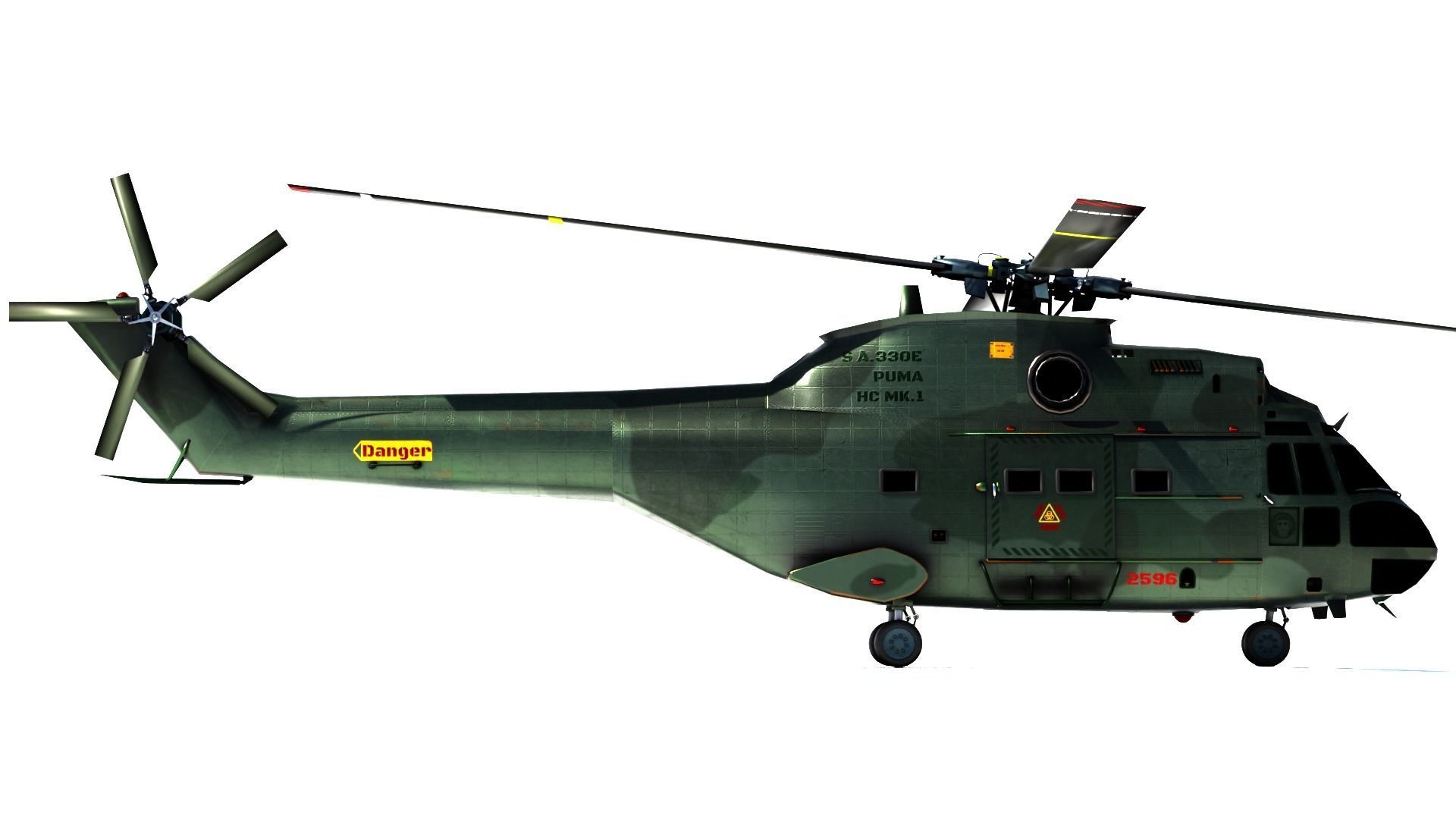 Helicopter puma  9 textures Low-poly 3D model_3