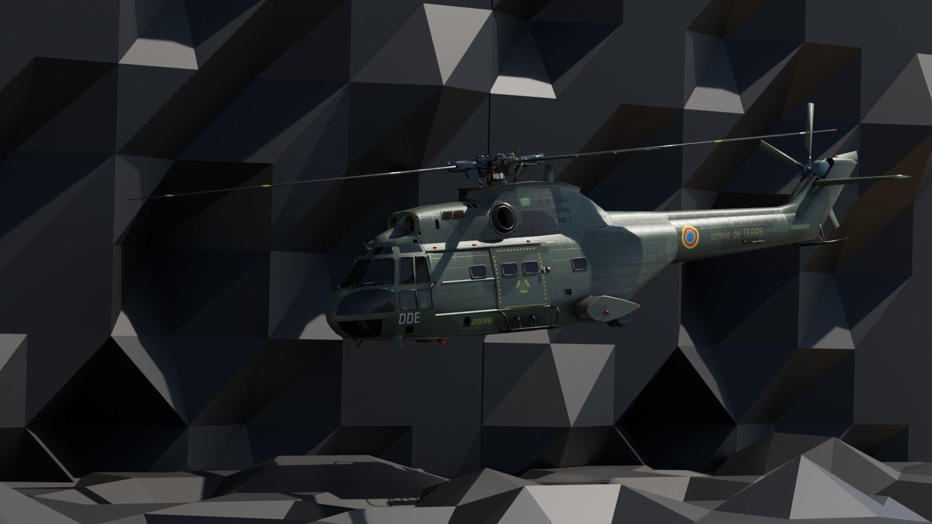 Helicopter puma  9 textures Low-poly 3D model_10
