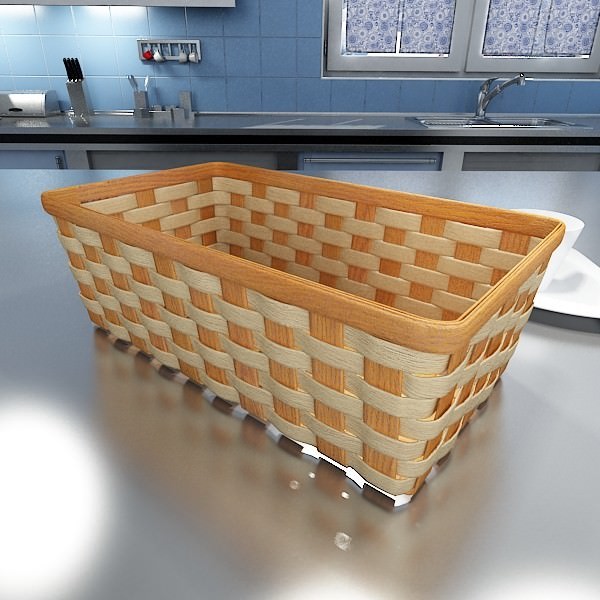 Wicker Fruit or Bread Basket 2 3D model_2