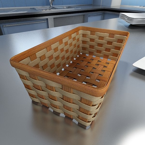 Wicker Fruit or Bread Basket 2 3D model_1