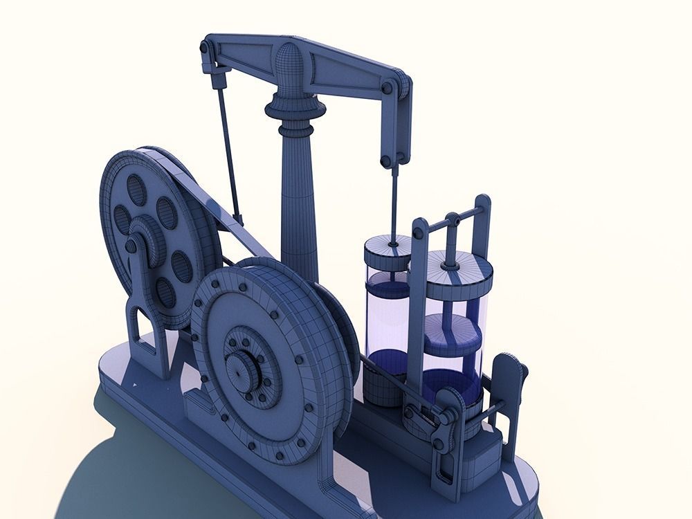 Steam motor engine with animation 3D model_7