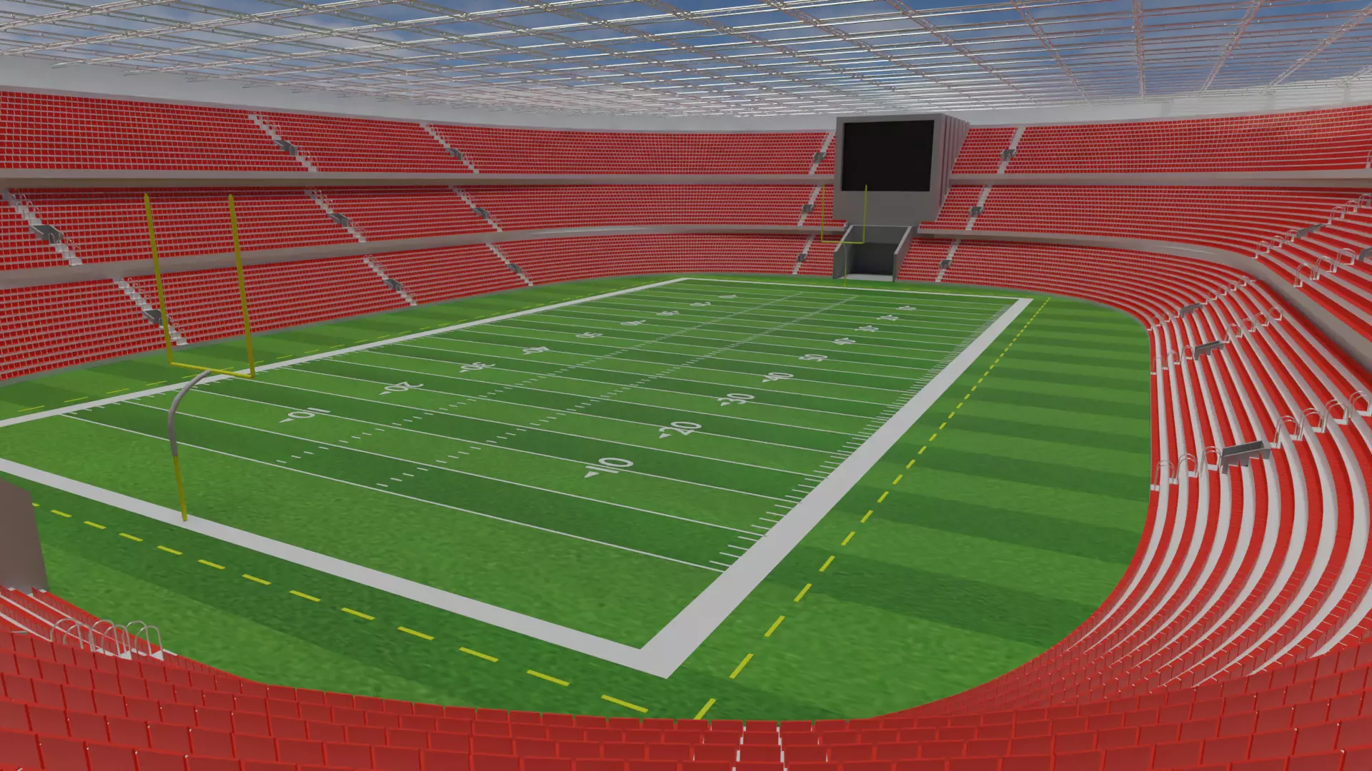 American Football Stadium - Red Low-poly 3D model