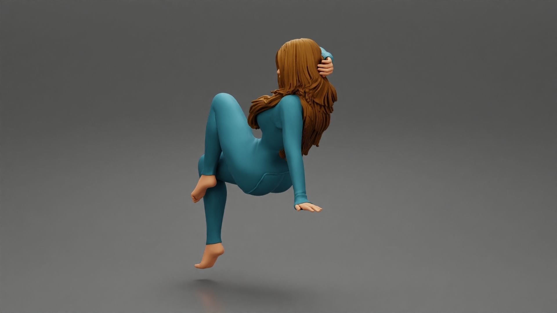 Girl sitting in Pajama With Open Butt Flap Sexy Sleep Suit Snowy 3D print model_5